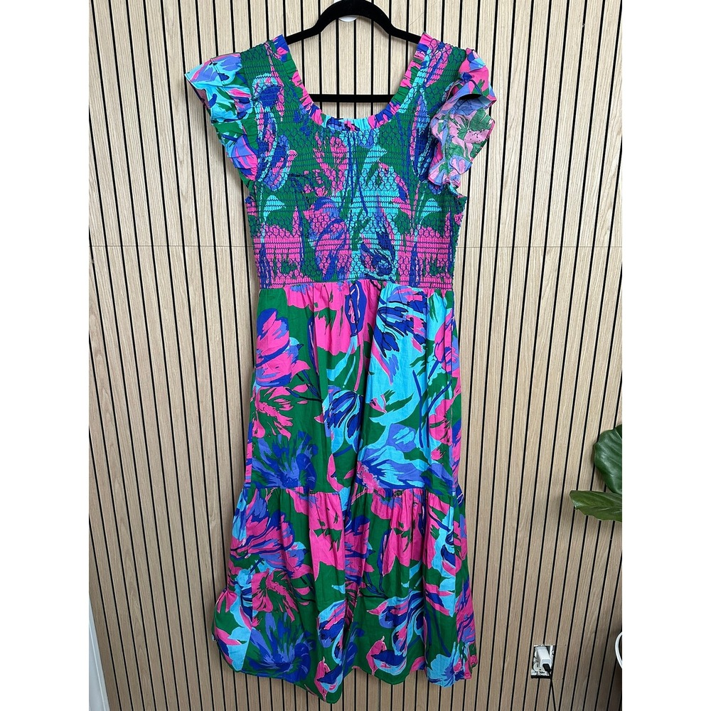 309 Sugarlips Raylee Floral Wendy Smocked Midi Dress (XL, NWT) $119 - Picture 2 of 4